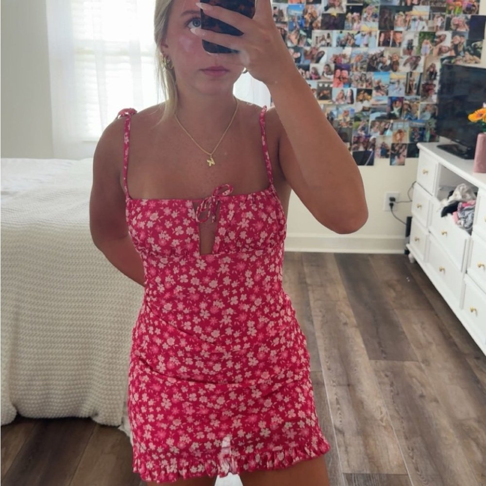 Floral Red Mini Dress